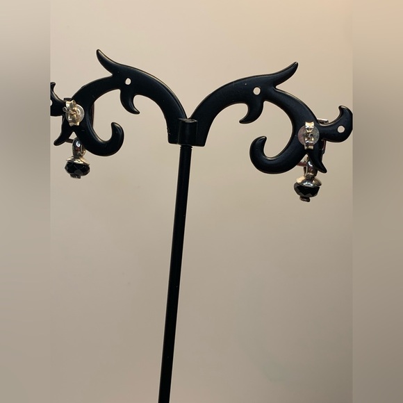 Silpada Rare VHTF Sterling Silver Square Onyx w/Faceted Onyx Bead Post Earrings - Picture 10 of 12